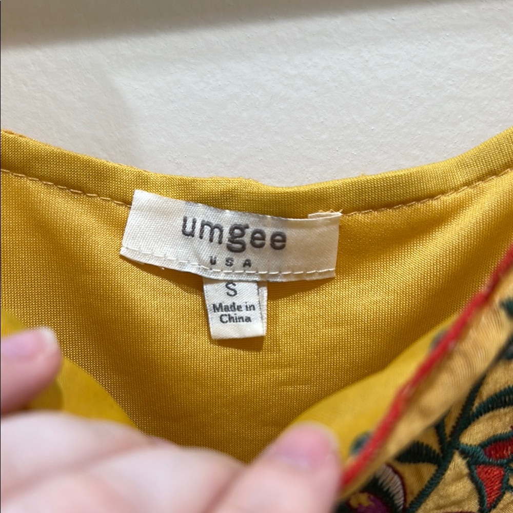 Umgee Mustard Floral Embroidered Dress - Picture 3 of 6